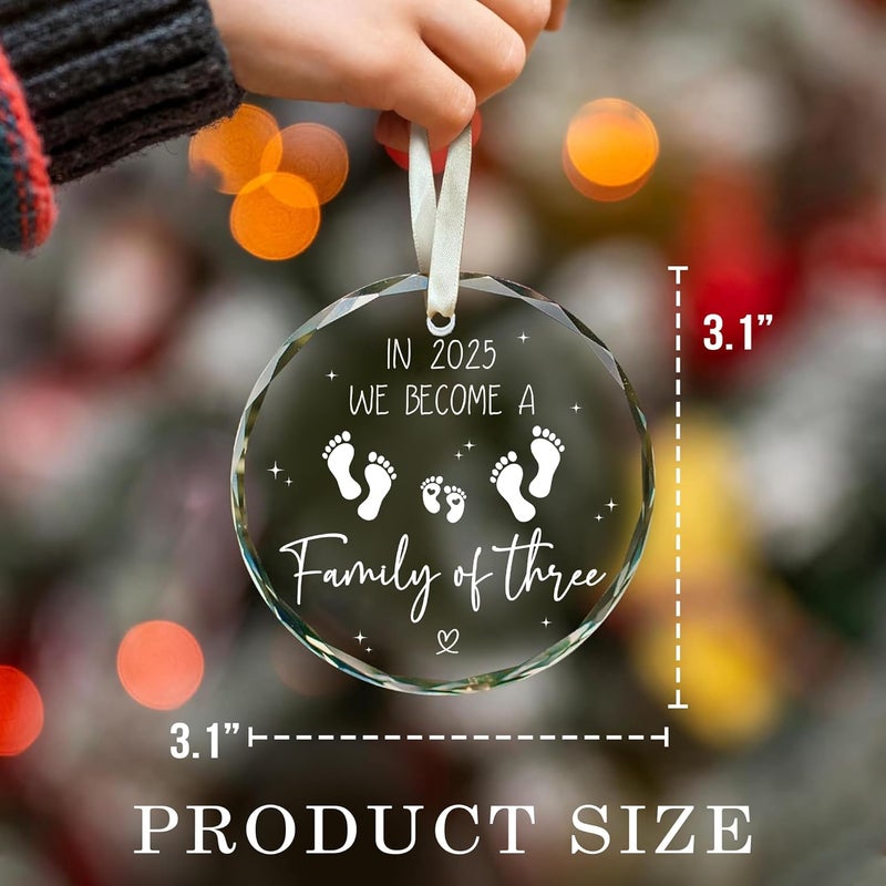 Fastpeace Family of Three Ornament 2025 - Baby First Christmas Ornament 2025 - Newborn Baby Boy, Girl - First Time Mom, Dad, Mommy, Daddy Gifts - Pregnancy, Newborn Gifts - Image 3